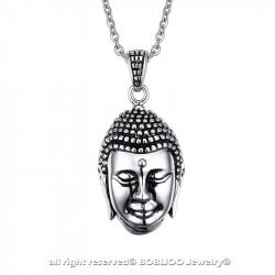 PE0056 BOBIJOO Jewelry Colgante Cabeza de Buda Bali Asia Acero Inoxidable