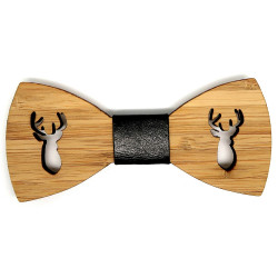 NP0005 BOBIJOO Jewelry Bow Tie Wood Bamboo Deer Hunter