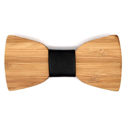 NP0009 BOBIJOO Jewelry Classic Bamboo Wood Bow Tie Neutral