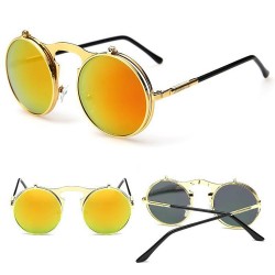 LU0034 BOBIJOO Jewelry Sunglasses Steampunk Round Glasses Folding Golden