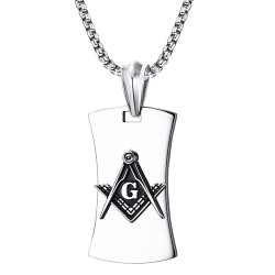 PE0064 BOBIJOO Jewelry Pendant Freemasonry G Bracket Compass Black Steel Chain