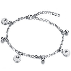 BR0178 BOBIJOO Jewelry Chain Ankle Women Steel Silver-tone Charms Heart