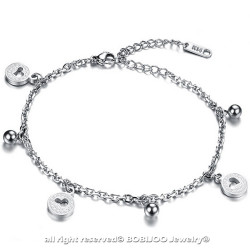 BR0178 BOBIJOO Jewelry Chain Ankle Women Steel Silver-tone Charms Heart
