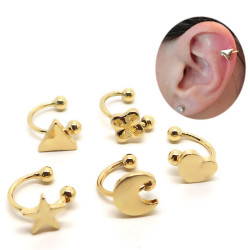 PIP0027 BOBIJOO Jewelry Lot of 5 Ear Clips Golden