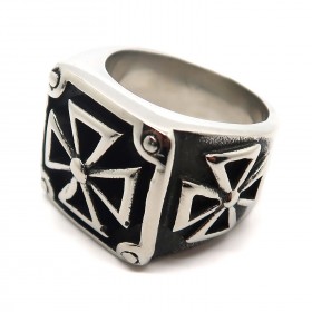 BA0163 BOBIJOO Jewelry Signet Ring Cross Pattee Templar Triangle