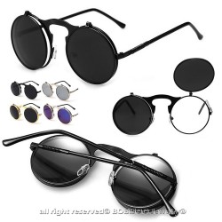 LU0009 BOBIJOO Jewelry Sunglasses Steampunk Glasses Foldable Round
