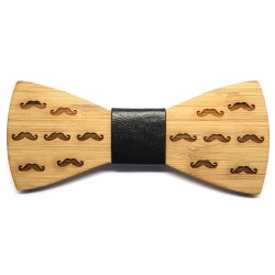 NP0014 BOBIJOO Jewelry Bamboo Wood Bow Tie with Mustaches