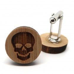 Boutons de Manchette Bois Tête de Mort Biker bobijoo