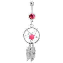 PIP0029 BOBIJOO Jewelry Piercing Belly Button Steel Catches Dream Rhinestone Silver Pink