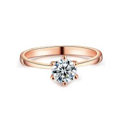 SOL0006 BOBIJOO Jewelry Ring Solitaire Rose Gold Zirconia 6mm 6 claws