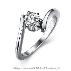 SOL0008 BOBIJOO Jewelry Solitaire Ring Stainless Steel Zirconia Silver Design