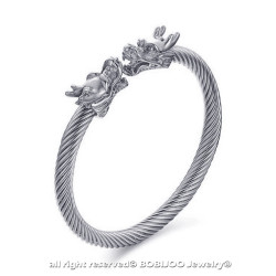 BR0230 BOBIJOO Jewelry Bangle Bracelet Cable Male Dragon Steel, Silver