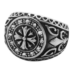 BA0073 BOBIJOO Jewelry Ring Signet Templar Cross Fleur-de-Lys