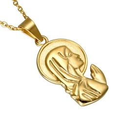 PEF0039 BOBIJOO Jewelry Pendant Virgin Mary Miraculous Shrouded Steel Gold + Chain