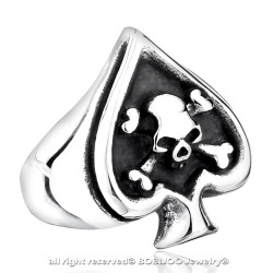 BA0165 BOBIJOO Jewelry Signet Ring Poker Ace of Spades skull Biker