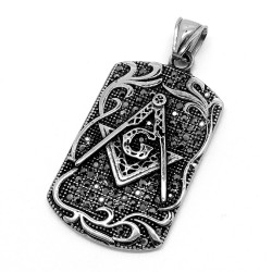 PE0084 BOBIJOO Jewelry Medallón De La Masonería De Imitación De Diamante Negro, De Acero