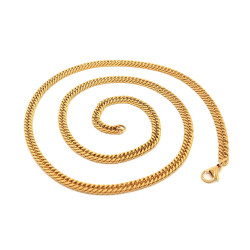 PE0116 BOBIJOO Jewelry Chain Mesh Curb chain 60cm 4mm Stainless Steel Gold