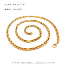 PE0116 BOBIJOO Jewelry Chain Mesh Curb chain 60cm 4mm Stainless Steel Gold